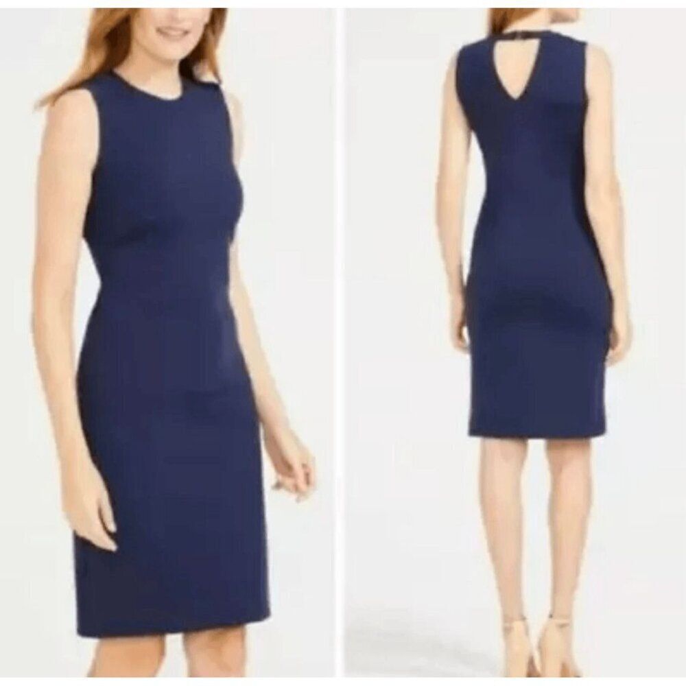 J.McLaughlin Barry Navy Blue Stretch Scuba Dress Size Medium Sleeveless